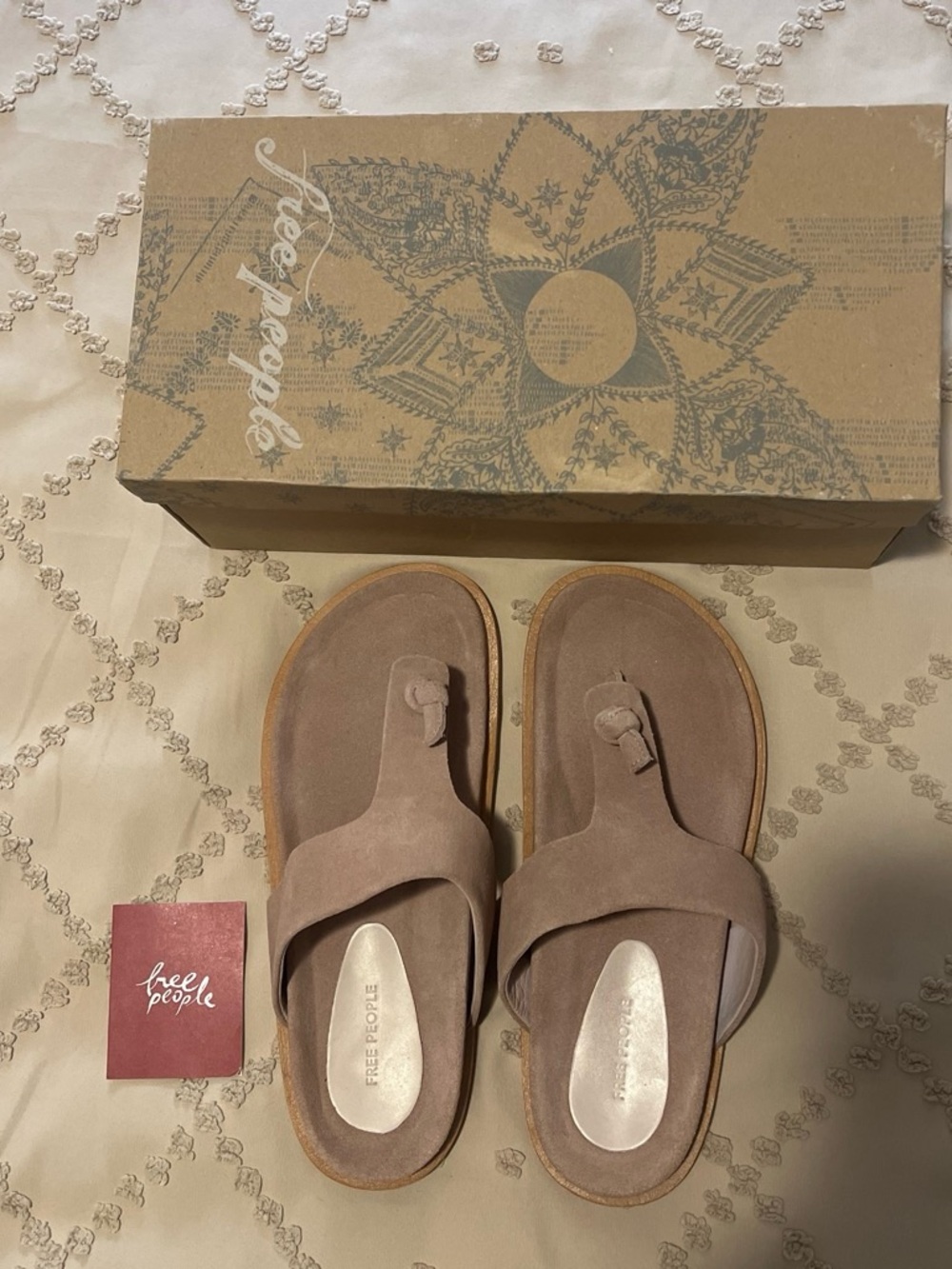 Free People Taupe Suede Toe-Post Sandals